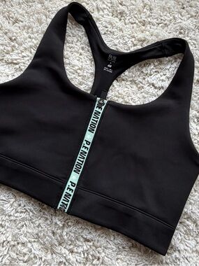 P.E Nation Black Racerback Sports Bra with Mint Zip Tape